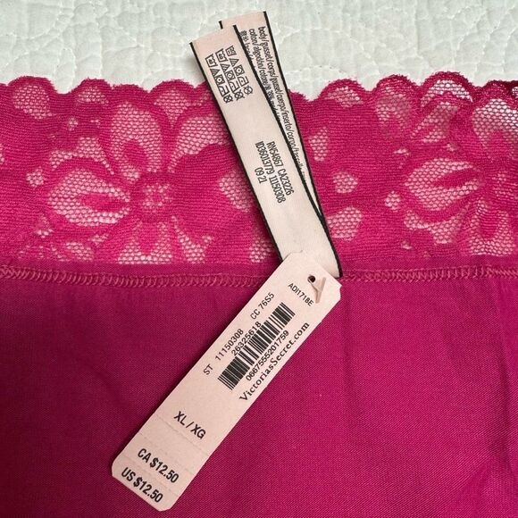 NWT (XL) Victoria’s Secret HipHugger – Pink Cotton Comfort with Lace Waist Flora - Picture 3 of 3